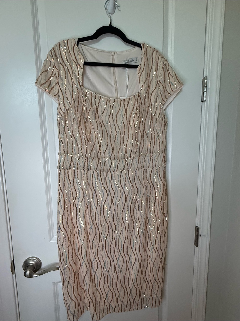 Grace Karin XL Blush & Rose Gold Sequin Cocktail Dress | Wedding Guest Formal